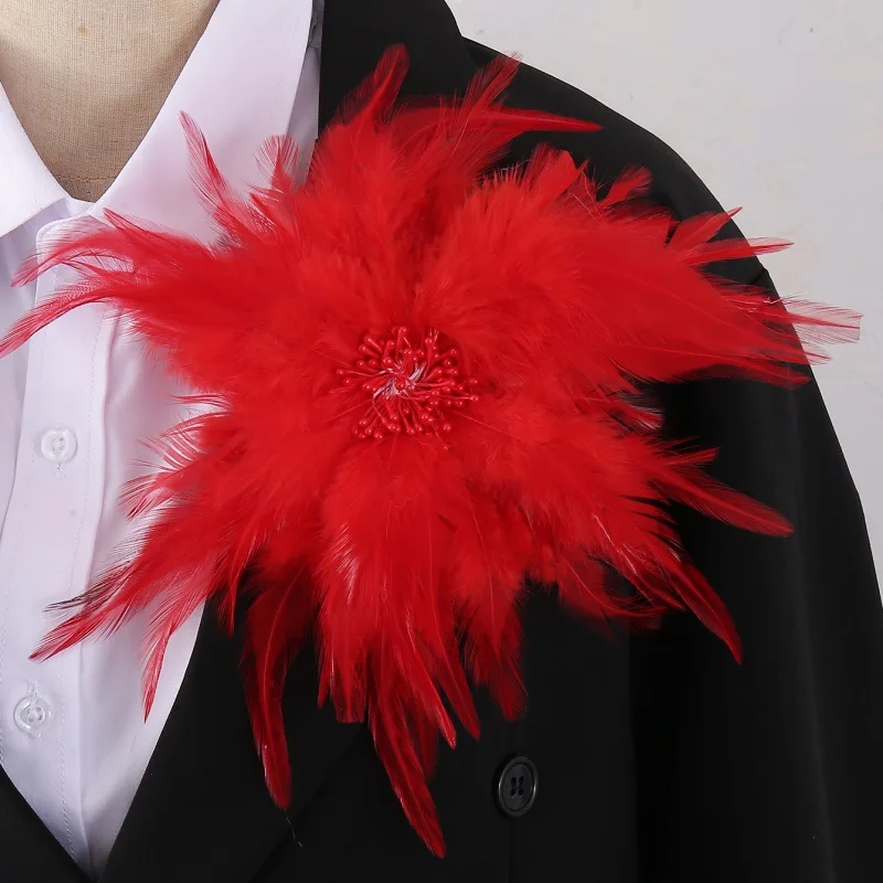 20CM Koreanische Feder Brosche Pins für Frauen Blume Mode Handgemachte Corsage Hochzeit Schmuck Abzeichen Zubehör Geschenke – Detail 1