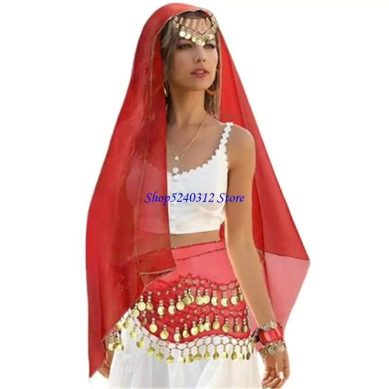 634C 여성용 밸리 댄스 의상 벨리 댄스 엉덩이 스카프 손목 팔찌 헤드 스카프 세트 할로윈 의상