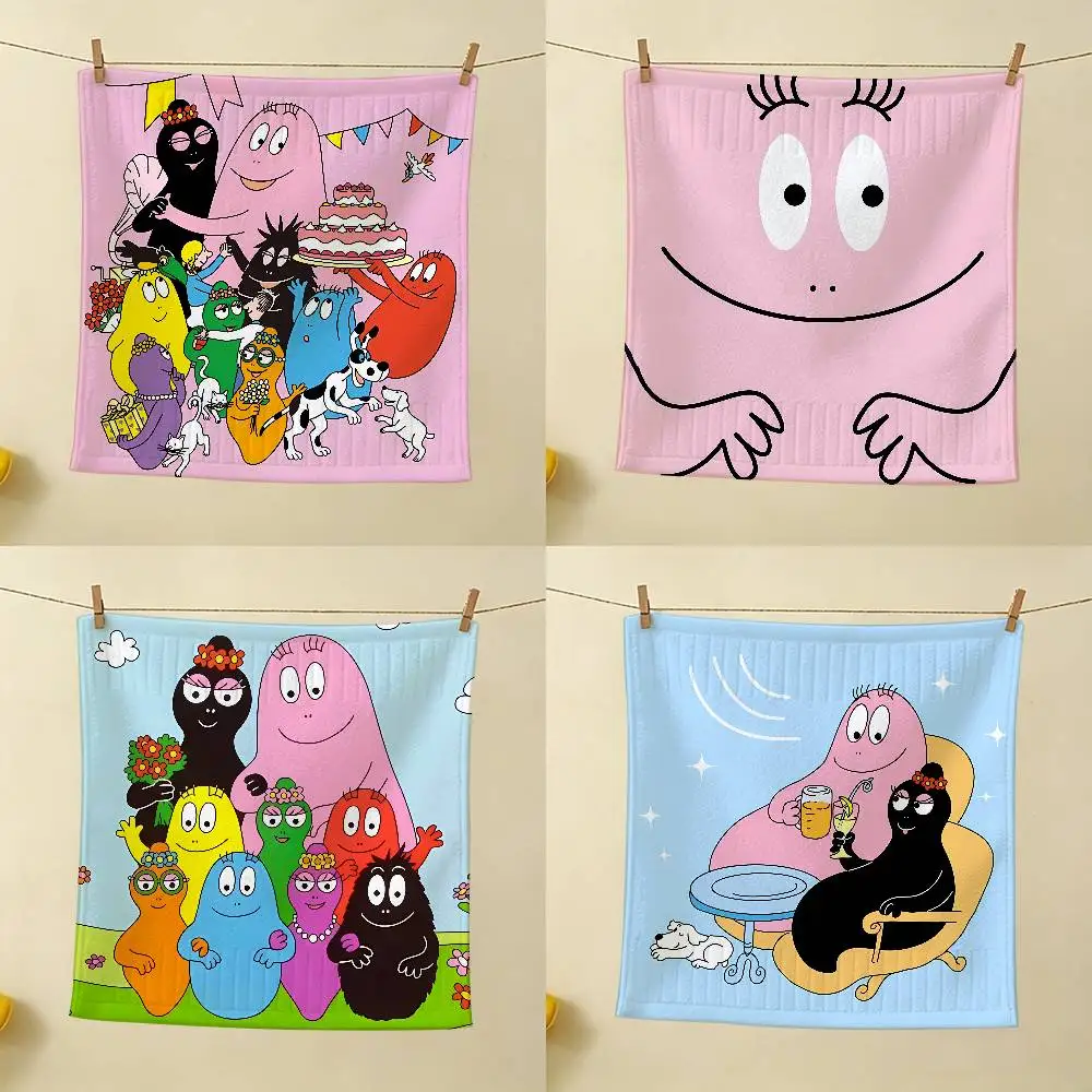 Cartoon B-Barbapapas-es For Whole House Use Polyester Cotton Daily Towel, Hanging Kitchen Hand Wiping Cloth, Durable
