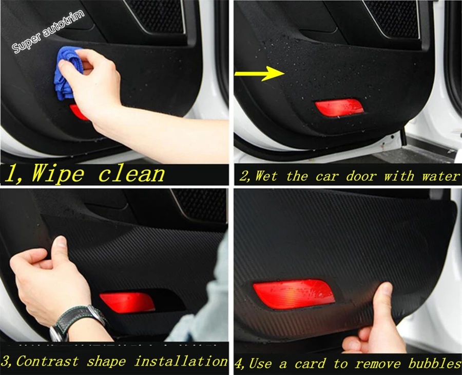 Car Door Anti-Kick Pad Anti Dirty Protective Carbon Fiber Look Sticker Mat Interior Accessories For GAC Trumpchi Empow 2022-2024