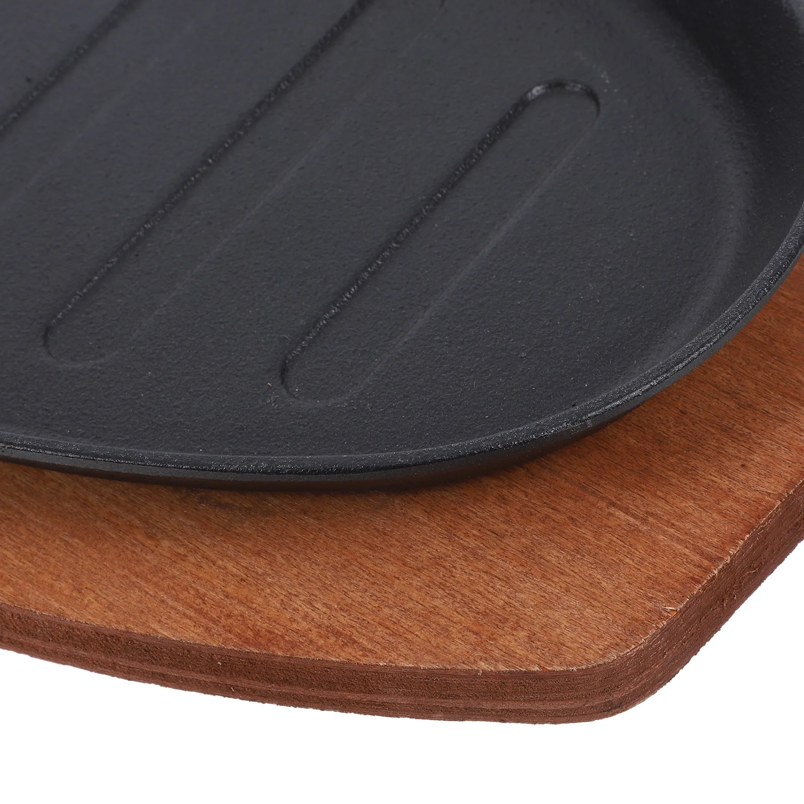 

Cast Iron Griddle Steak Plates 10 Inch Red Round Wood Base Suitable Cooking Fish Non Stick Easy Clean