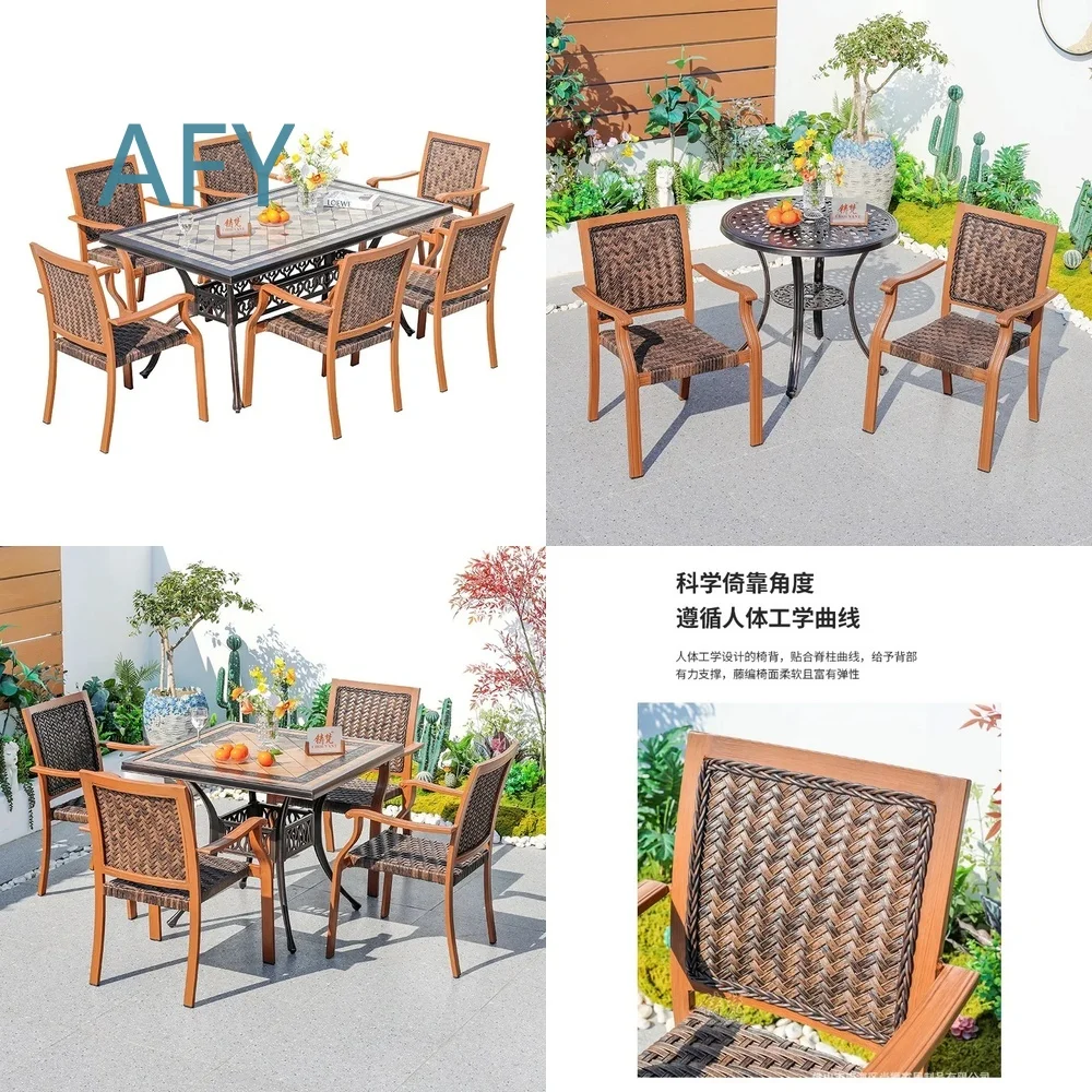 Outdoor Rattan Chairs for Balcony Patio Garden Deck Outdoor Leisure Furniture Set with Coffee Table for Open Air Dining and
