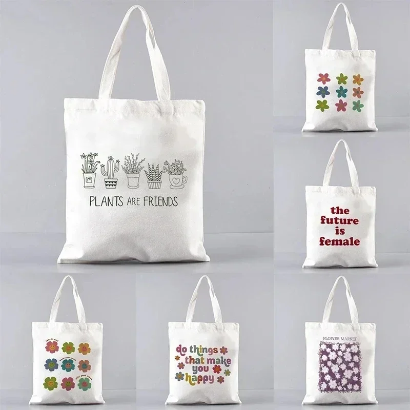 

Модная женская сумка через плечо с цветами, экологически чистая вместительная Холщовая Сумка для покупок, школьный Подарочный портфель для девушек