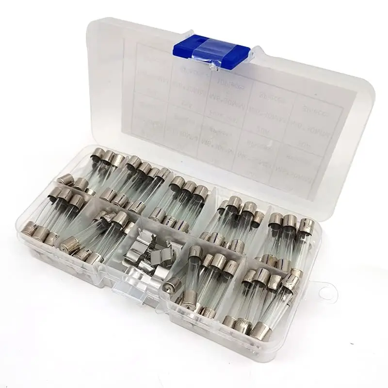 

72PCS 6 * 30mm 8 Sizes Glass Tube Fuse Car Electrical Assorted Kit+10pc Fuse Holder