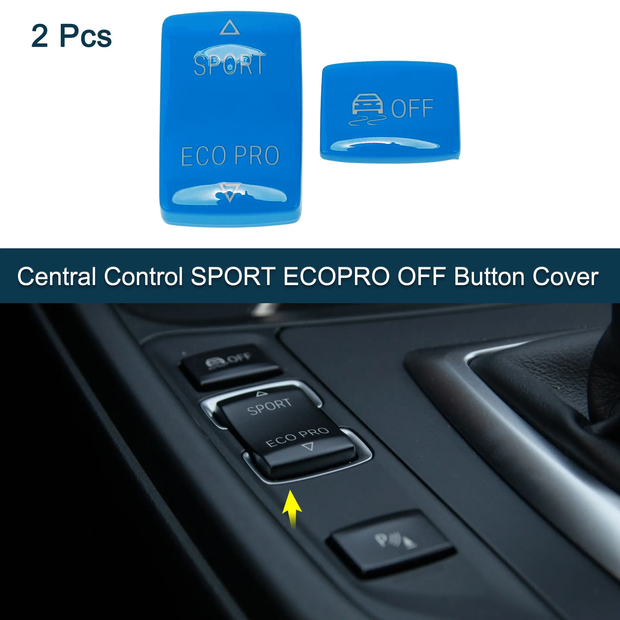 

UXCELL Central Control SPORT ECOPRO OFF Button Cover for BMW 1 2 3 6 Series Blue 2 Pcs