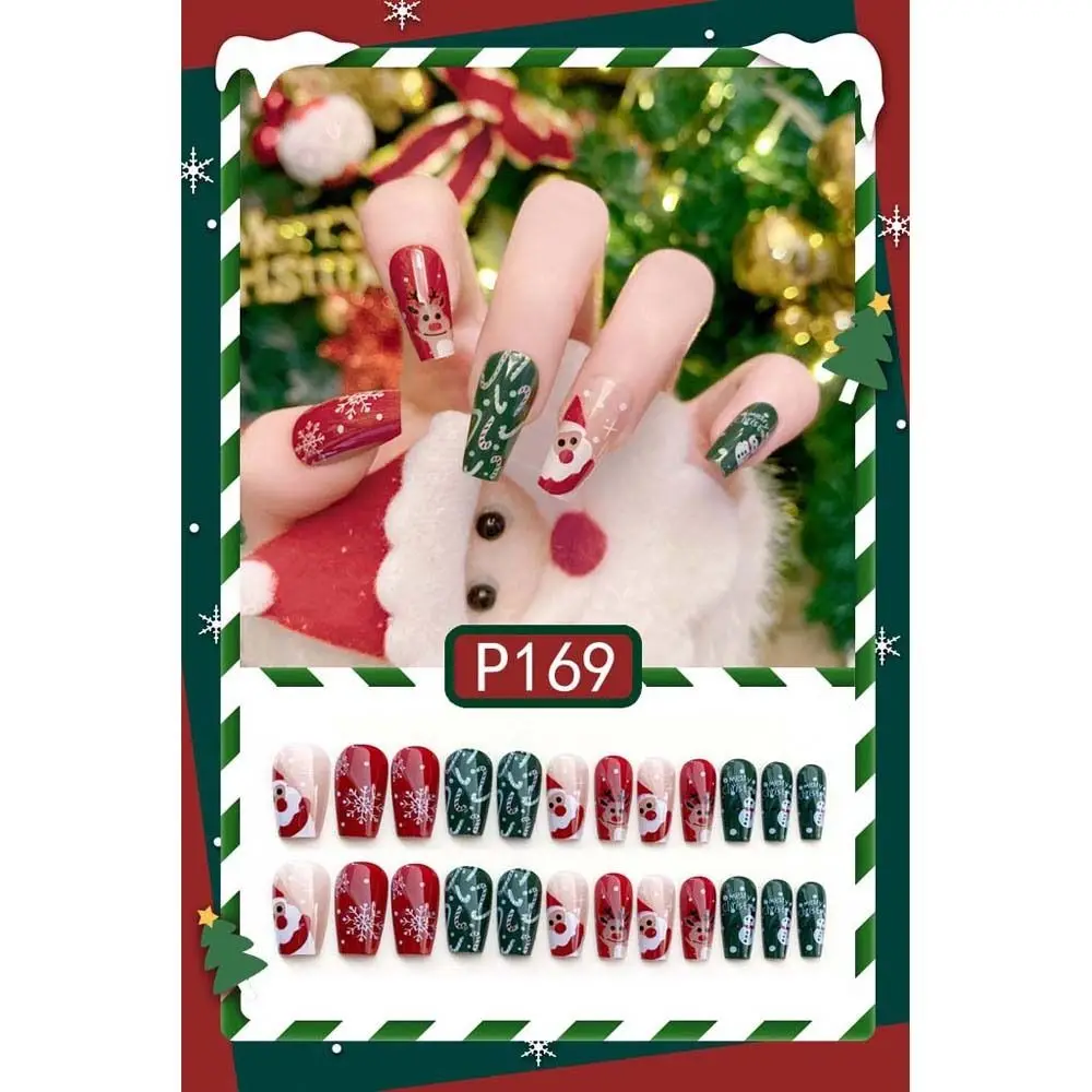 

24Pcs/set Christmas Snowflake Christmas False Nails Nail Supplies Manicure Material Christmas Fake Nails