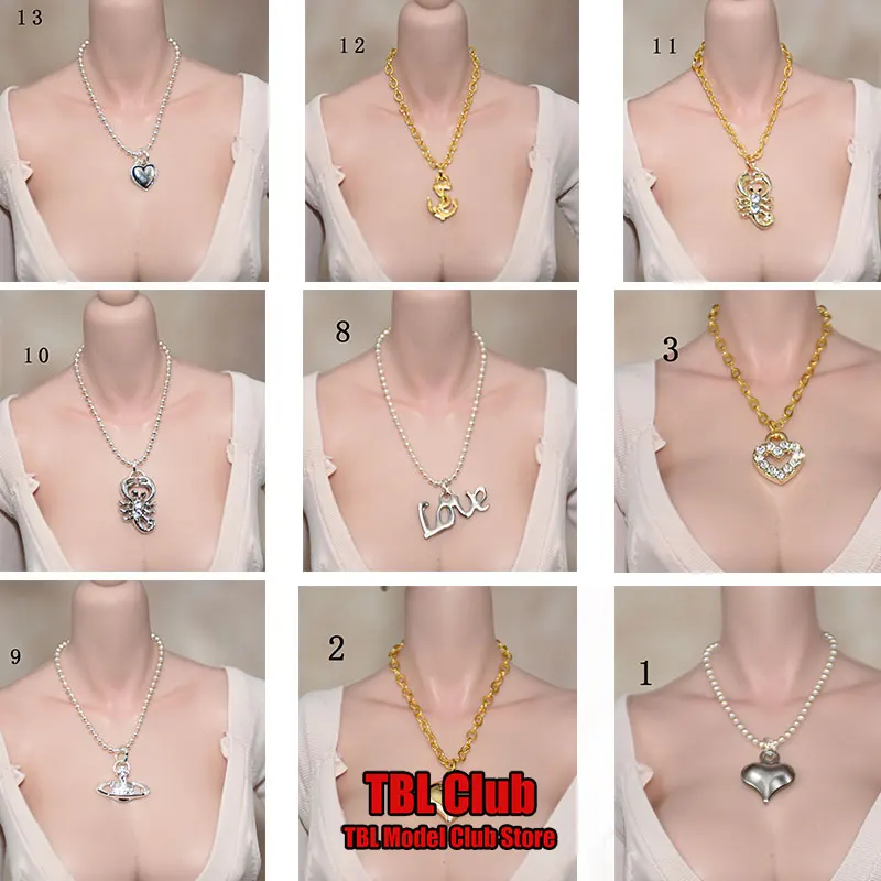 

In Stock 1/6 Scale Female Soldier Necklace Vintage Heart Shaped Pendant Model Accessories Fit 12inch TBLeague Action Figure Doll