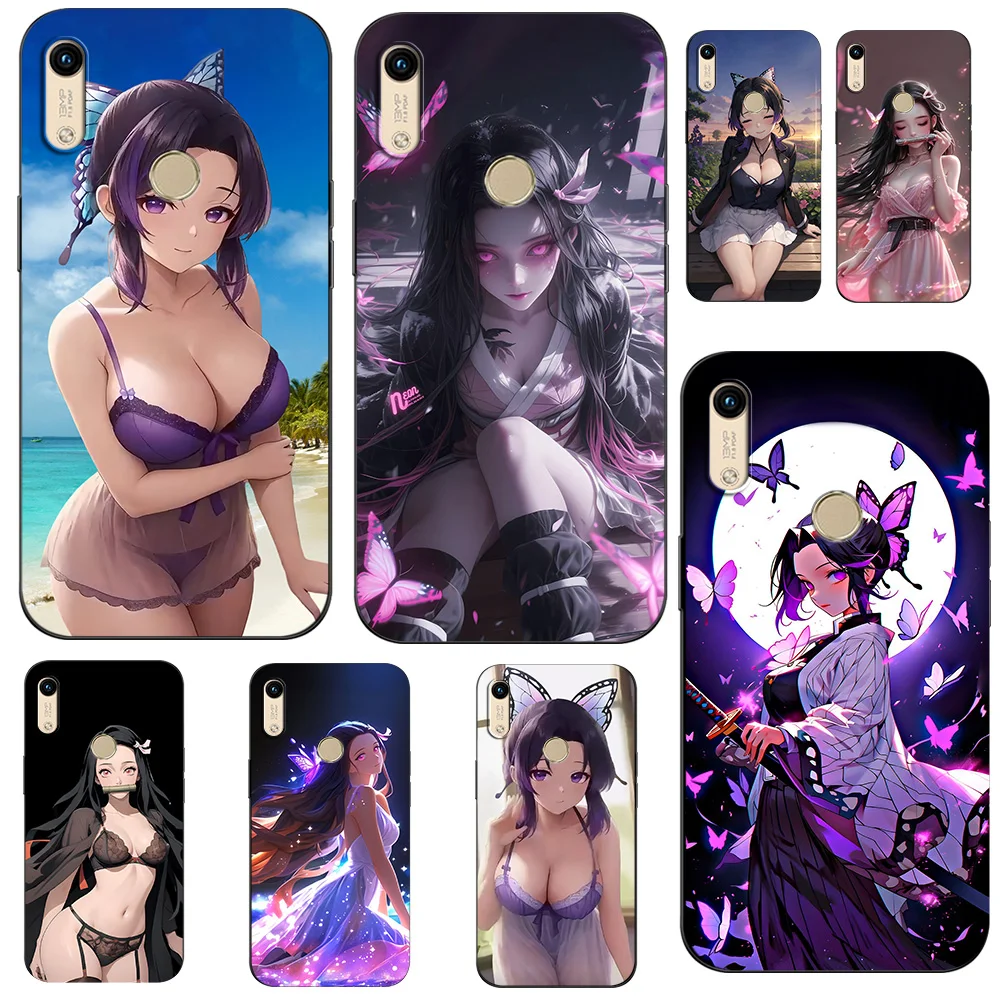 For huawei Y6s case  inch soft silicon Phone back cover protective Bumper Funda Etui black tpu case Demon Slayer NezukoBikini