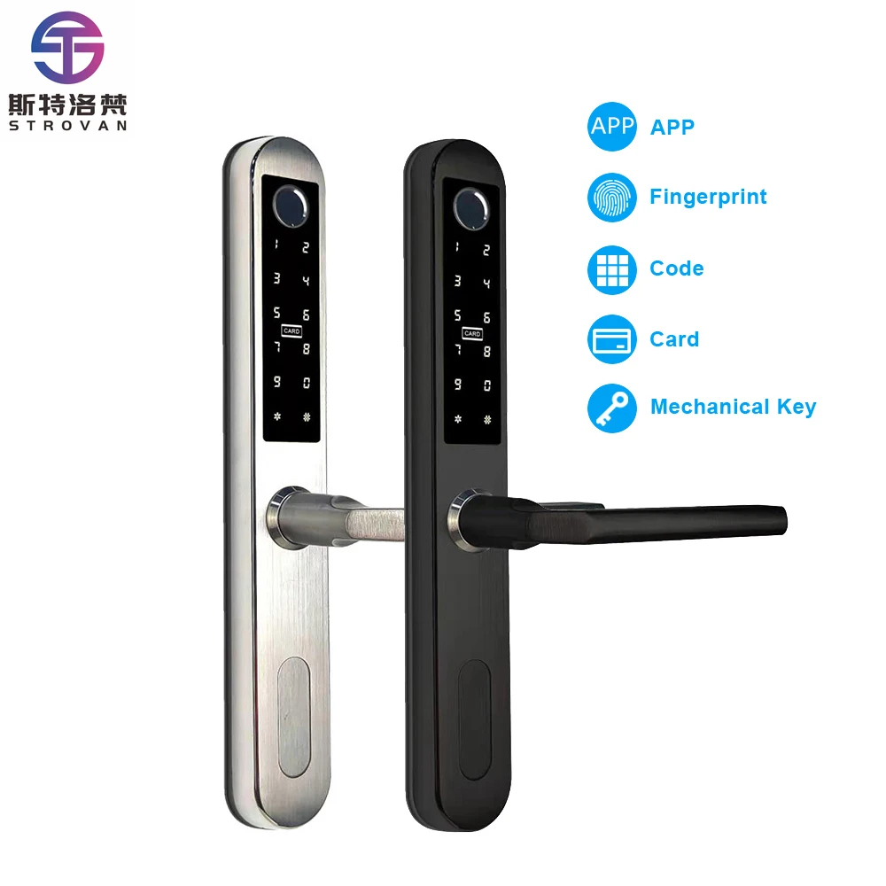 

BLE WiFi Control Electronic Keyless Entry Password Fingerprint Smart Lock for Aluminium Doors