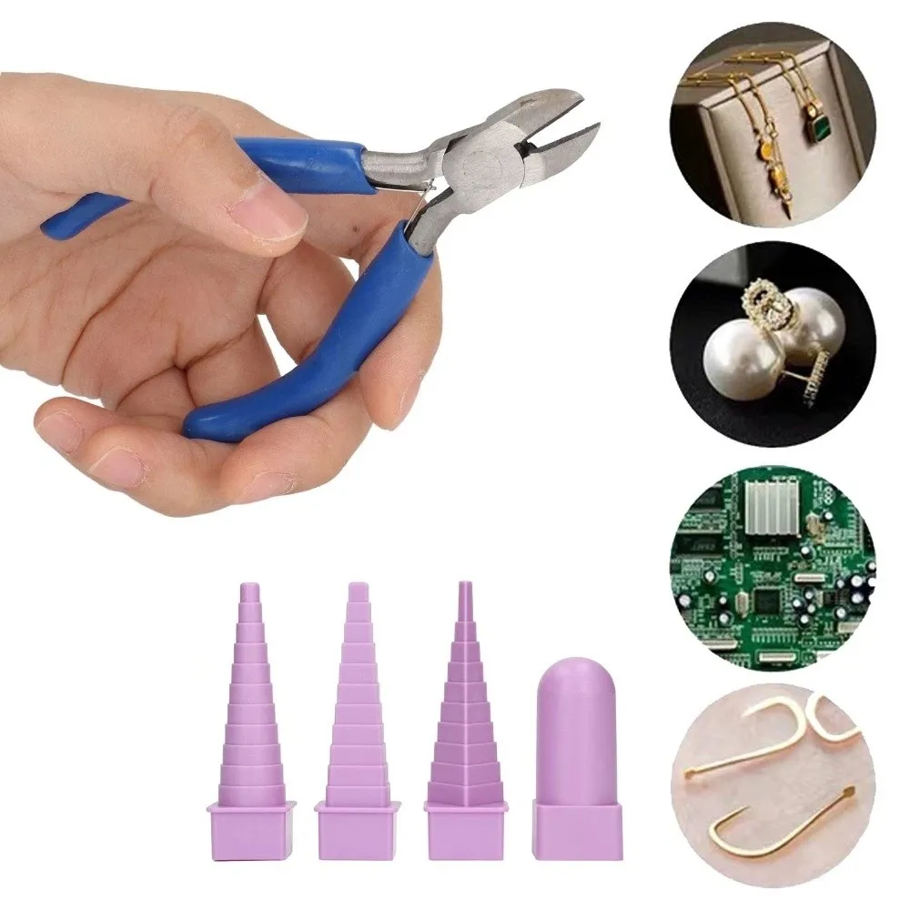 

4 PCS Plastic Wire Wrapping Mandrel Interchangeable Handle 4 Styles / 4 Shapes Jewelry Shape Mandrel Kit