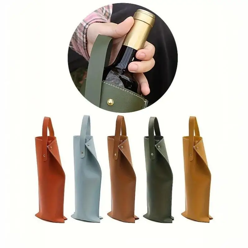~Wine Packaging Bag Fake Leather Wine Tote Carrier Stylish Wine Bottle Champagne Protective Bag With Handle For Party