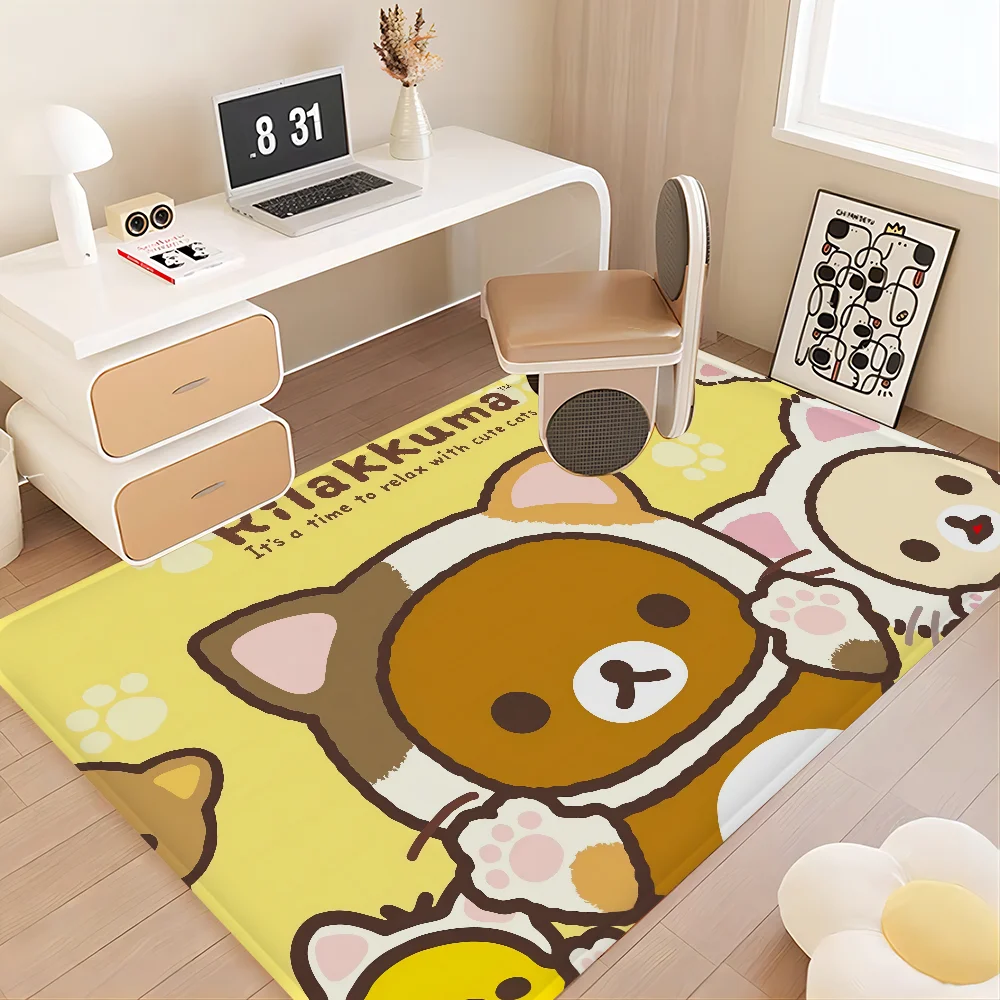 Cute Rilakkuma Floor Mat Floor Mat INS Style Soft Bedroom Floor House Laundry Room Mat Anti-skid Household Carpets