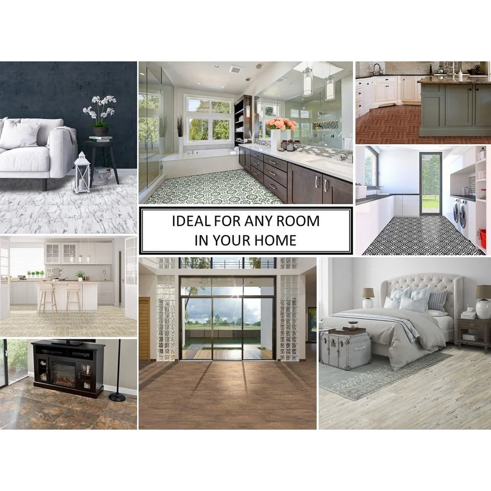 ألواح أرضية من الفينيل Looselay مقاس 9 × 48 ألواح منقوشة متينة مقاومة للخدش سهلة التركيب 8 ألواح تغطي 24 قدم مربع #4