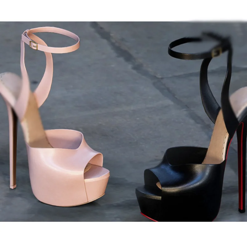 

Black Buckle Hollow Platform Sandals Peep Toe Thin High Heel Fashion Sexy Cool Summer Big Size 2025 Woman Shoes Zapatillas Mujer