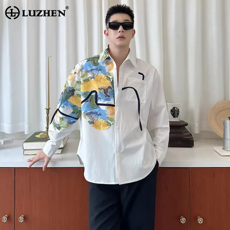 

LUZHEN 2025 новые модные рубашки с длинными рукавами с персонализированным принтом, мужские элегантные корейские красивые повседневные мужские топы, одежда JY1470