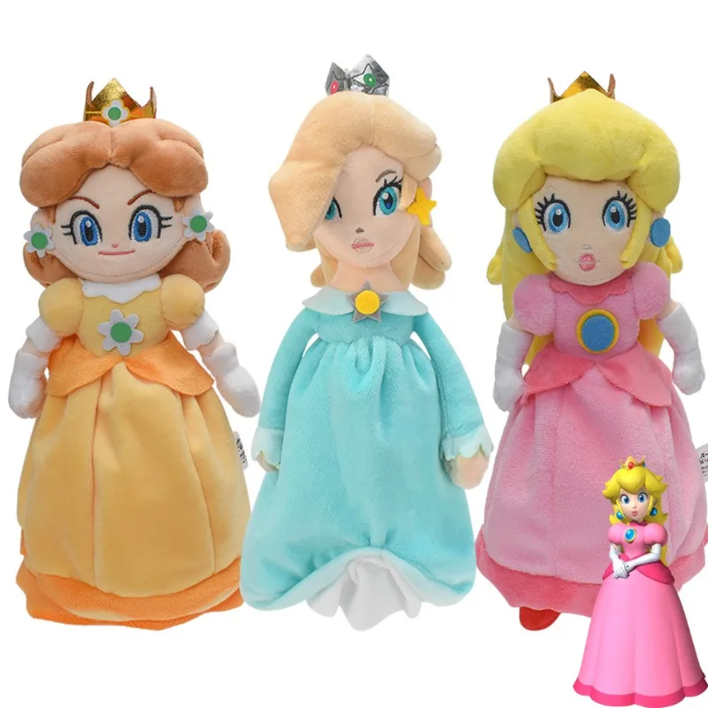 Super Marios Bros Anime Figures Daisy Rosalina Peach Princess Plushes Dolls Cartoon Stuffed Animal Kawaii Model Kids Toys Gifts