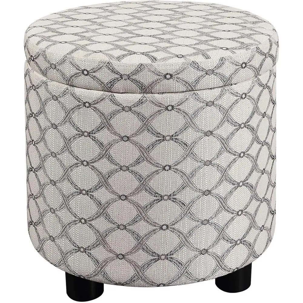 

Designs4Comort Accent Storage Ottoman 15.75" - Round ern Upholstered oot Stool with Tray Lid or Living Room, amily Room Storage
