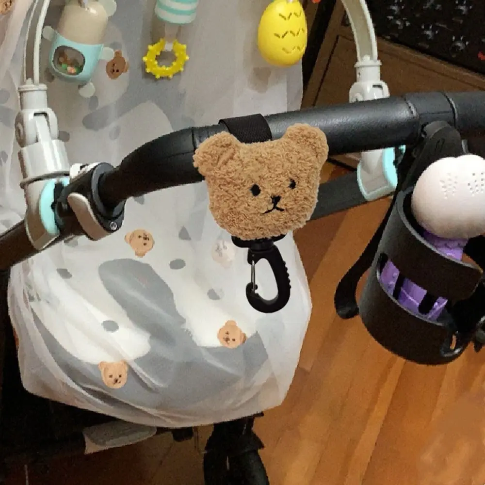 Sturdy Lovely Bear Embroidery Cute Pram Hook Stroller Accessory Bag Hanging Hook Baby Stroller Organizer Hook Stroller Hooks