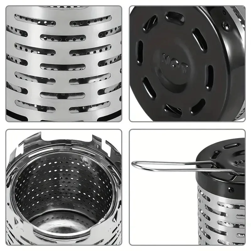 التخييم في الهواء الطلق غطاء التدفئة الصغيرة الفولاذ المقاوم للصدأ مكافحة تحرق معدات التدفئة التخييم خيمة سخان غطاء الفرن المعدات #5