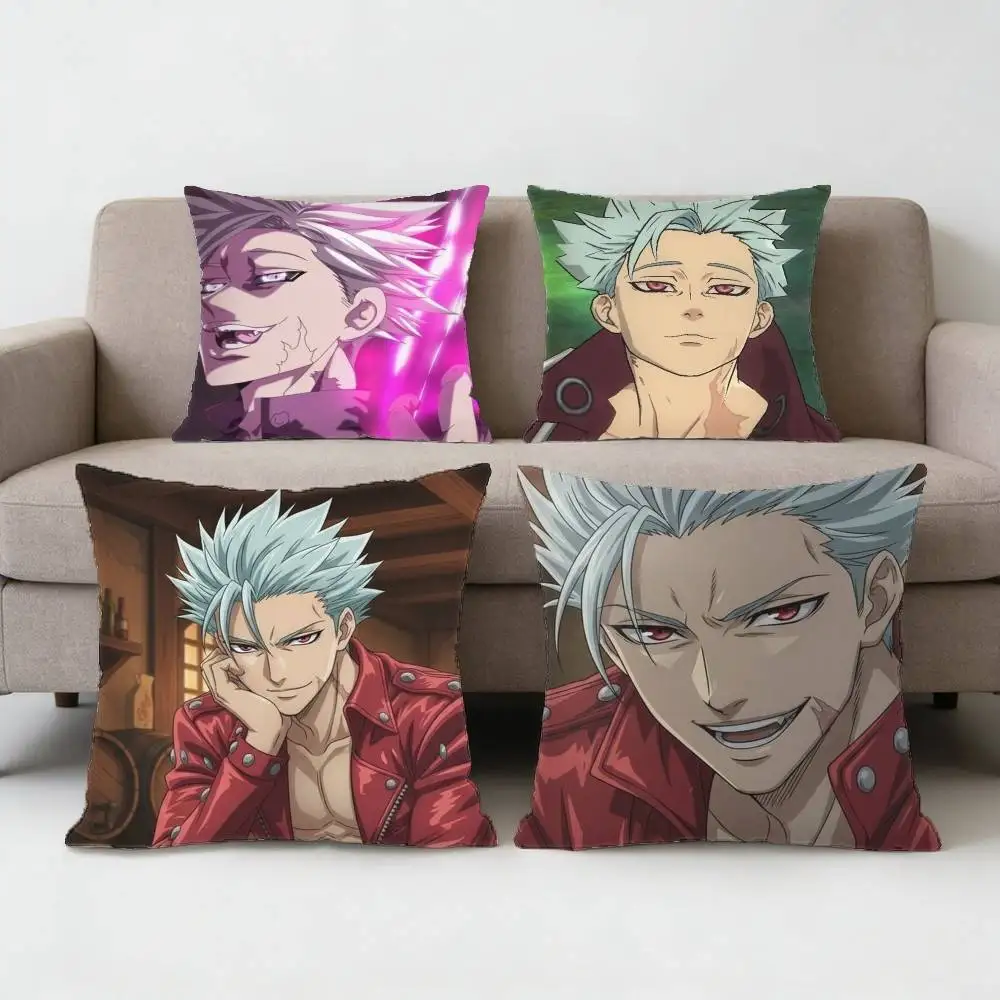 

The Seven Deadly Sins Ban Pillow Case Anti-dustmite Pillowcase Invisible zipper silky short plush Sofa cushion cover