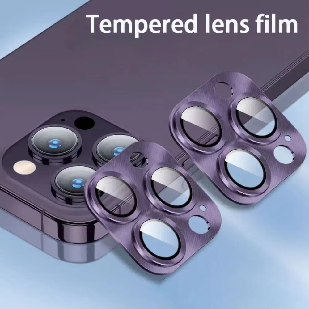 Película de lente templada antiarañazos, cubierta completa de vidrio templado, Protector de lente de cámara, anillo de Metal para iPhone 16 Pro Max 15 14 Pro Max