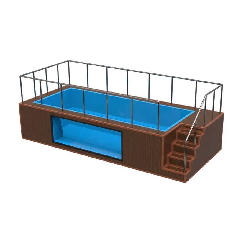 Piscina grande in legno per spa Piscina in legno per esterni in fibra di vetro Piscina De Fibra De Vidrio Piscina fuori terra con finestra in vetro