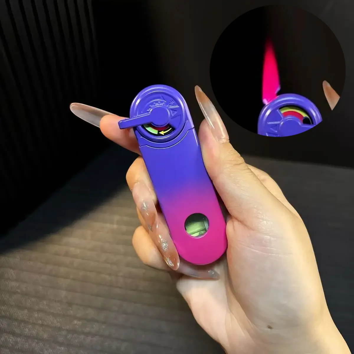 Fashionable Gradient Color Rocker Arm Windproof Lighter Outdoor Portable Jet Flame Gear Linkage Decompression New Igniter Gift