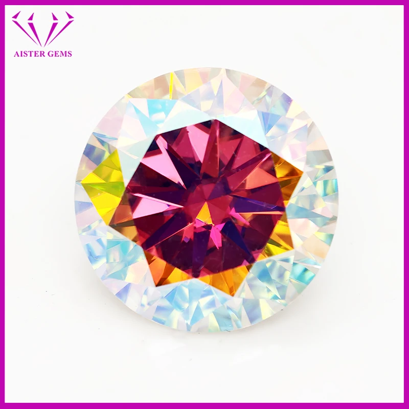 Moissanite Stone AB Color Round Cut 3.0-12.0mm Pass Diamond Tester GRA Certificate for Moissanite Jewelry Making