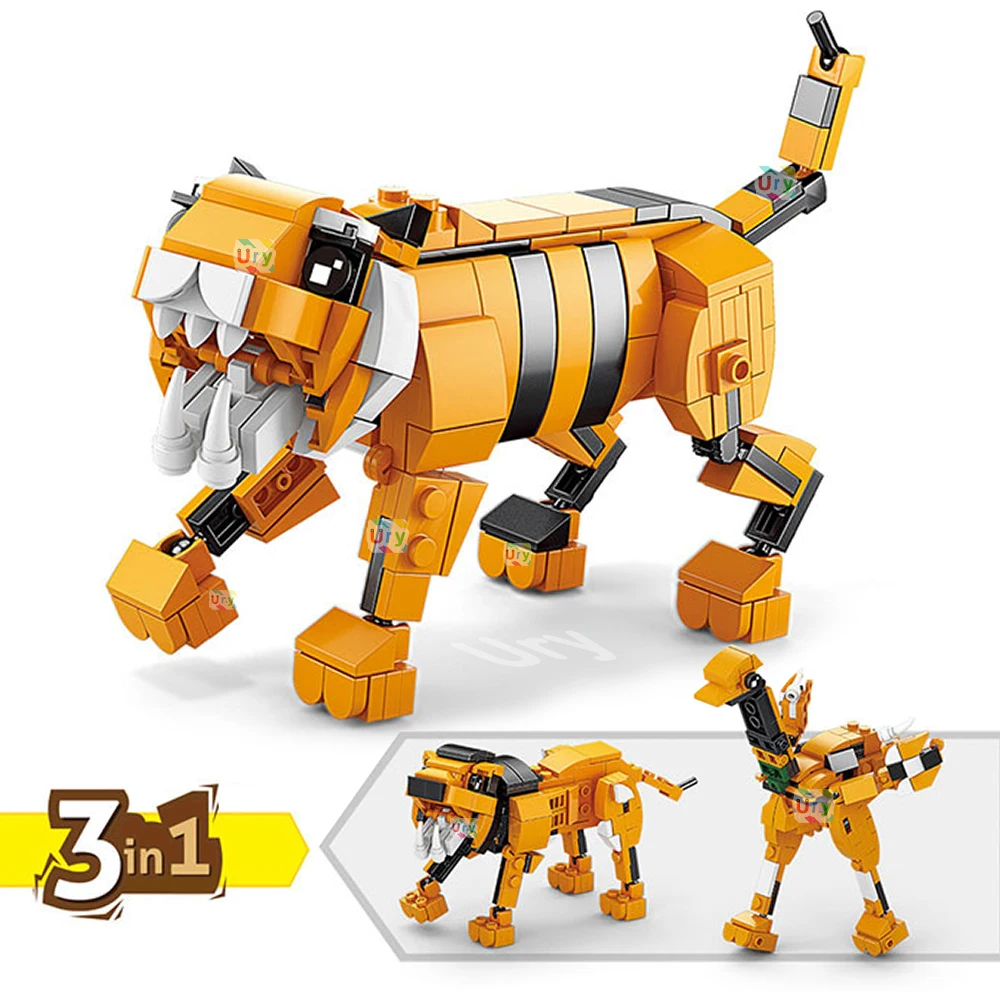 Moc-Building Blocks Model Set para crianças, DIY Assemble Toy, oceano, marinha, peixes, animais, tubarão, tigre, coruja, crocodilo, presente da