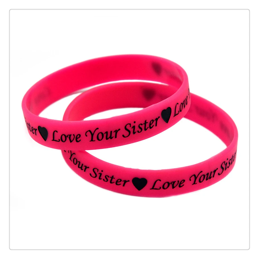 1 Stück „Love Your Sister“-Armband aus Silikonkautschuk, inspirierendes Armband, das beste Geschenk für Freunde, Erwachsenengröße. – Detail 7