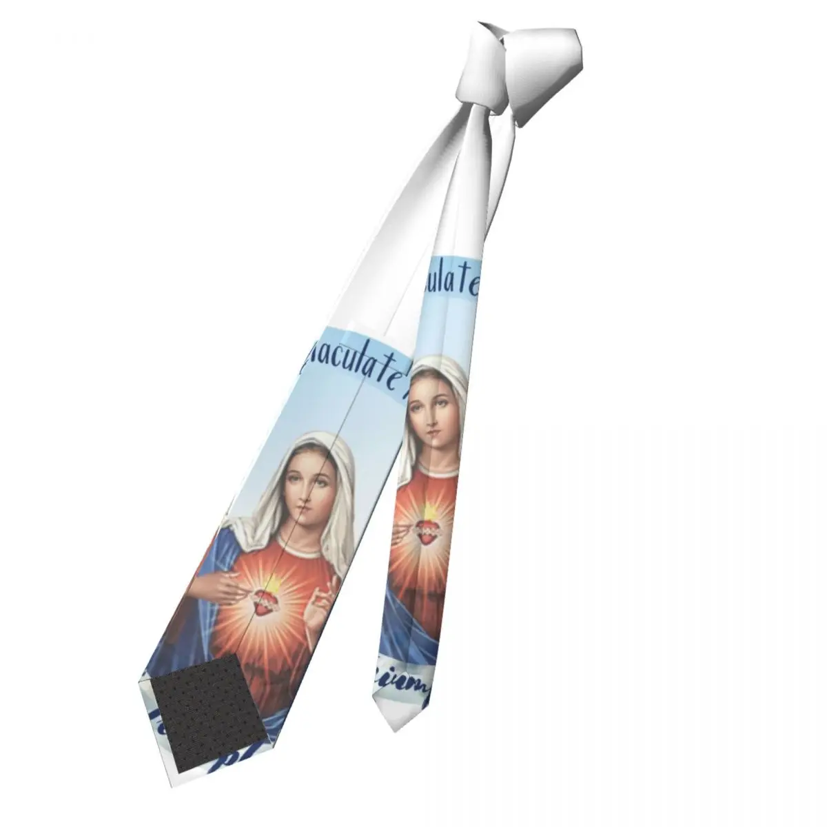 Nossa senhora de guadalupe mexicano virgem gravatas masculino feminino poliéster 8 cm christian catholic pescoço laços de seda acessórios largos cravat