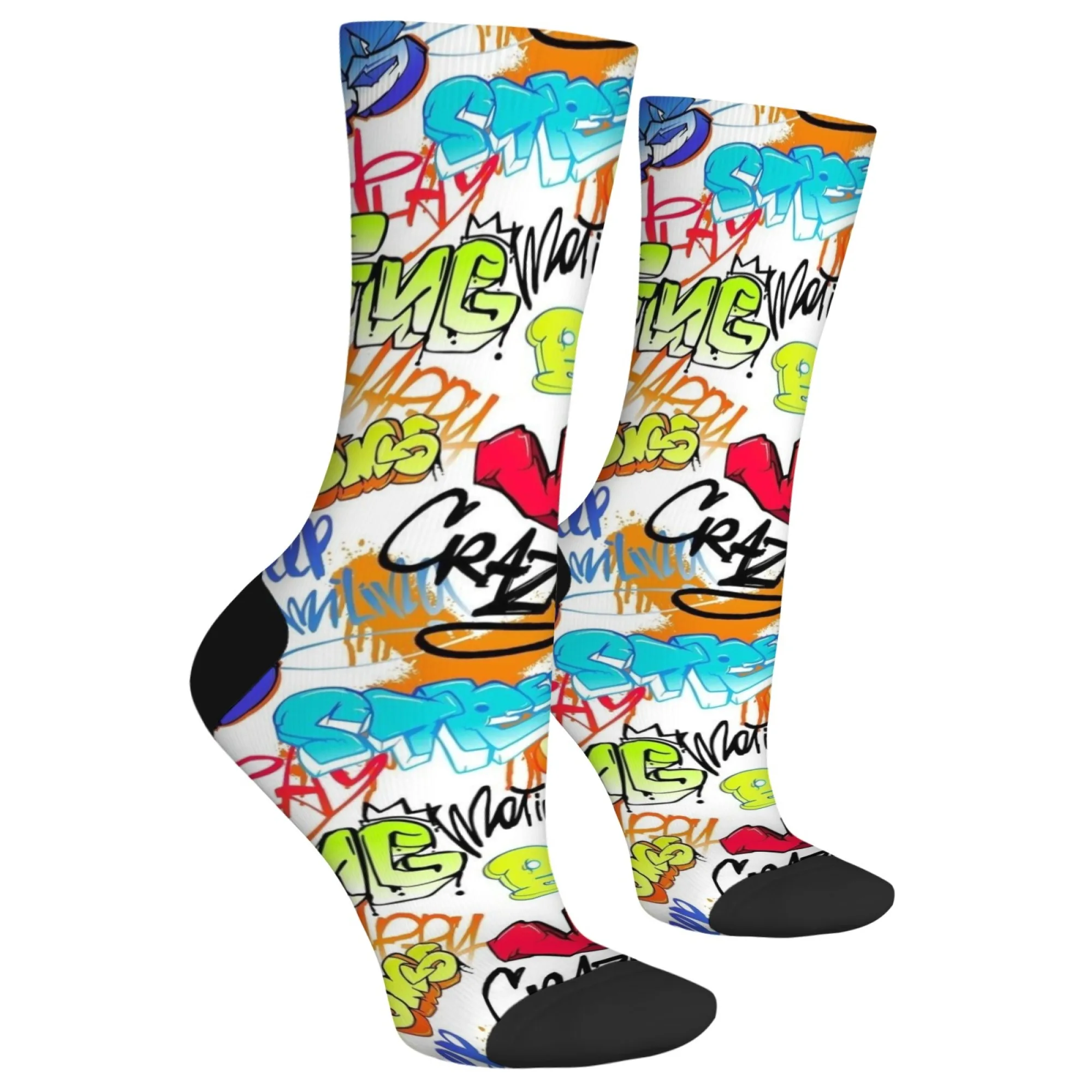 مجنون الشارع الكتابة على الجدران جوارب بأشكال مضحكة الجدة متعة الرجال الجوارب الجلد ودية تنفس موضة عادية الرياضة الهيب هوب طاقم الجوارب هدية