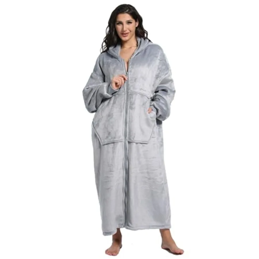 

Уютное одеяло-плед FEDA Oversized с капюшоном из флиса и шерпы, с карманами и рукавами, подарок для взрослых