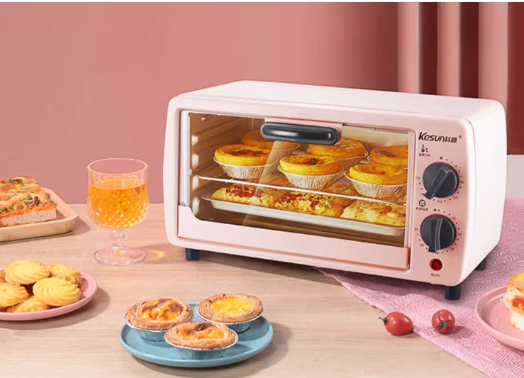 Keshun 9L Electric Oven Household Mini Double layered Multi functional Cake Baking Oven TO-128 Pink Cake Bread