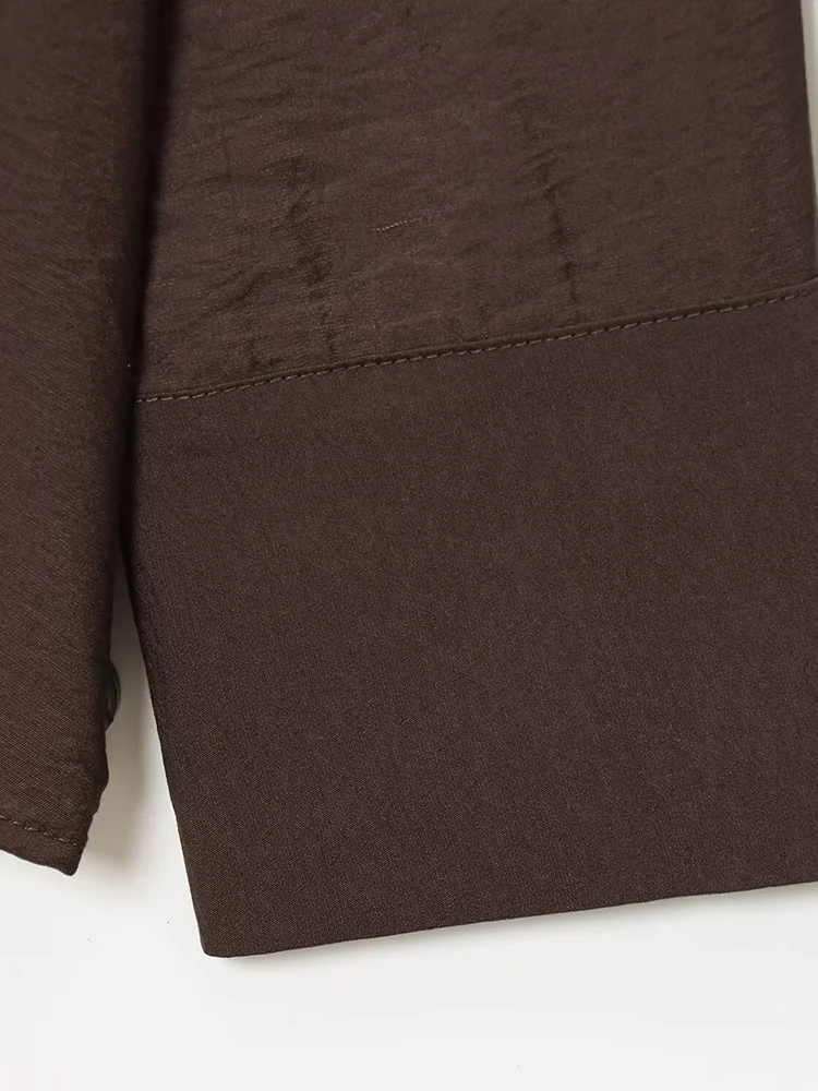 Nova camisa feminina elegante de manga comprida elegante e versátil de estilo europeu com lapela e acabamento.