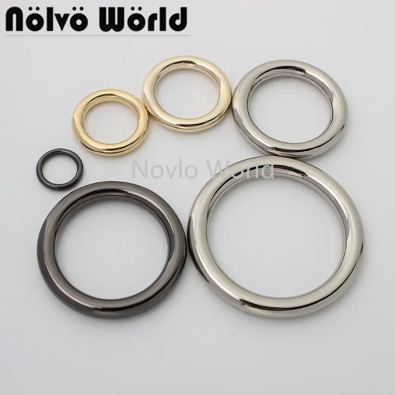 

50 pieces 6 colors 6 sizes chrome color die casting O rings for woman shouldbags purse close round ring purse accessories