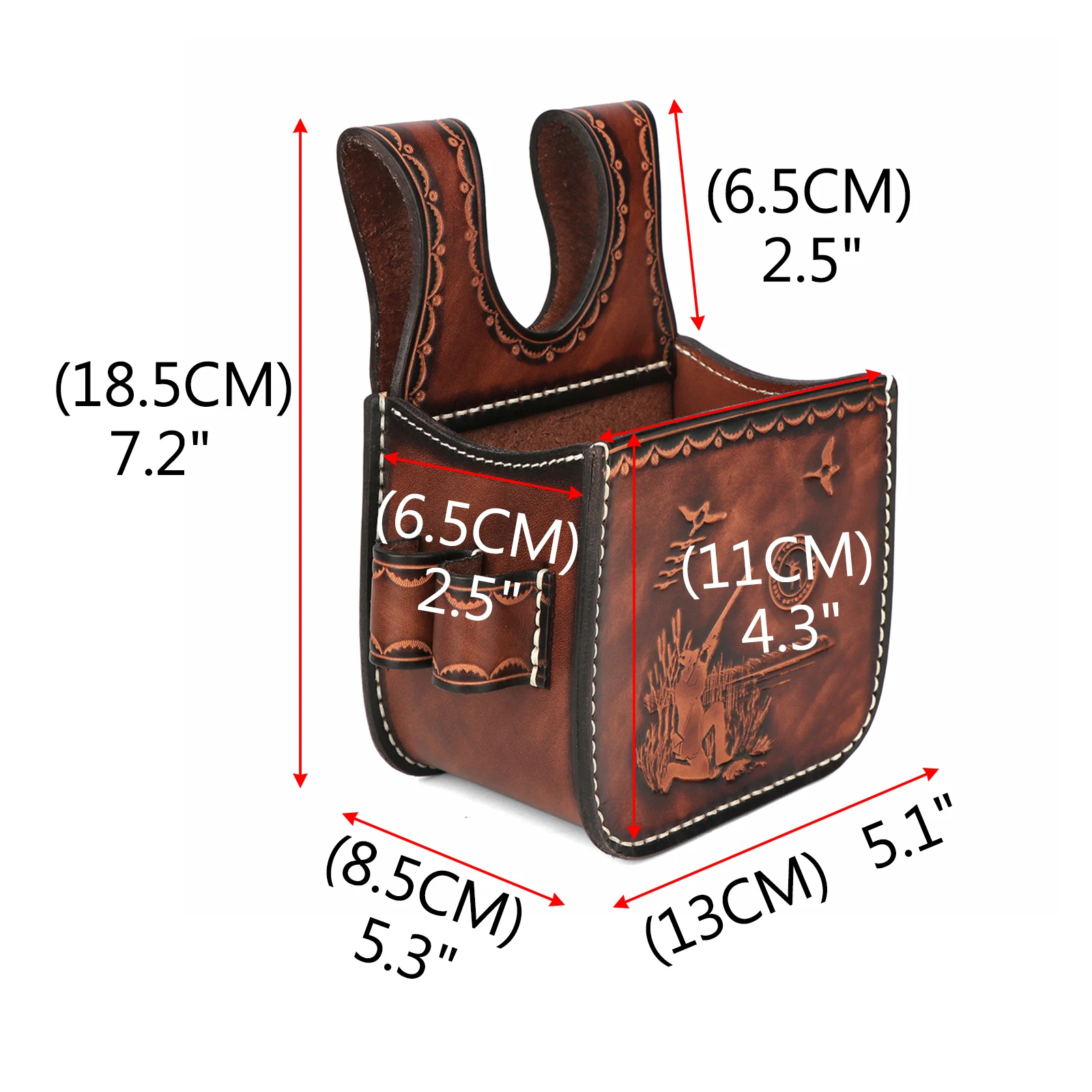 Tourbon Hunting Leather Shotgun Cartridges Pouch Ammo Waist Bag Case Gun Shell Pouch with 2 Bullet Loop for 12/16/20 Gauge Brown view 5