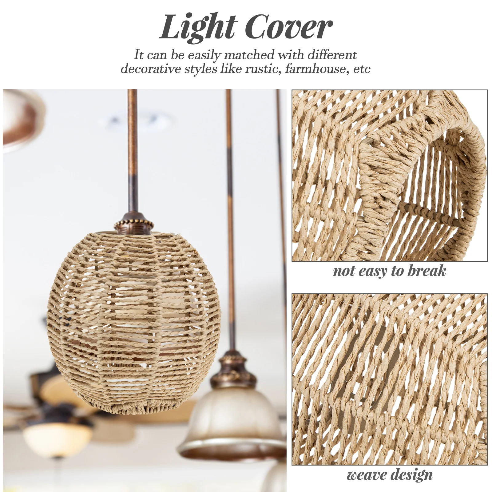

2 Pcs Bamboo Art Lampshade Woven Hanging Light Cover Bohemian Bar Home Kitchen Bedroom Environmental Friendly Fade