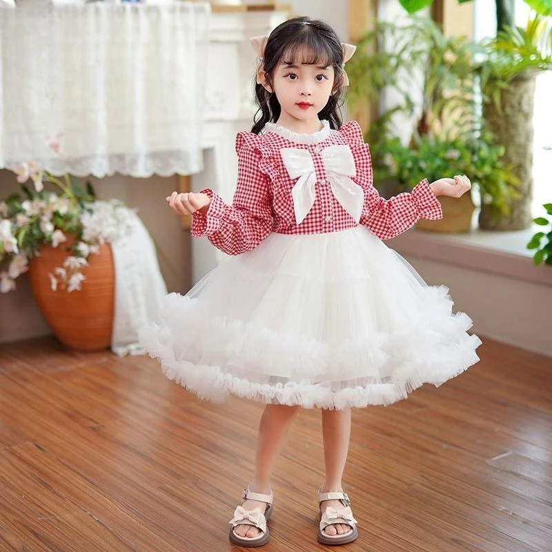 

Girls' Dress Spring/Summer 2026 New Style Children's Elegant Princess Dress Little Girls' Mesh Puff Skirt