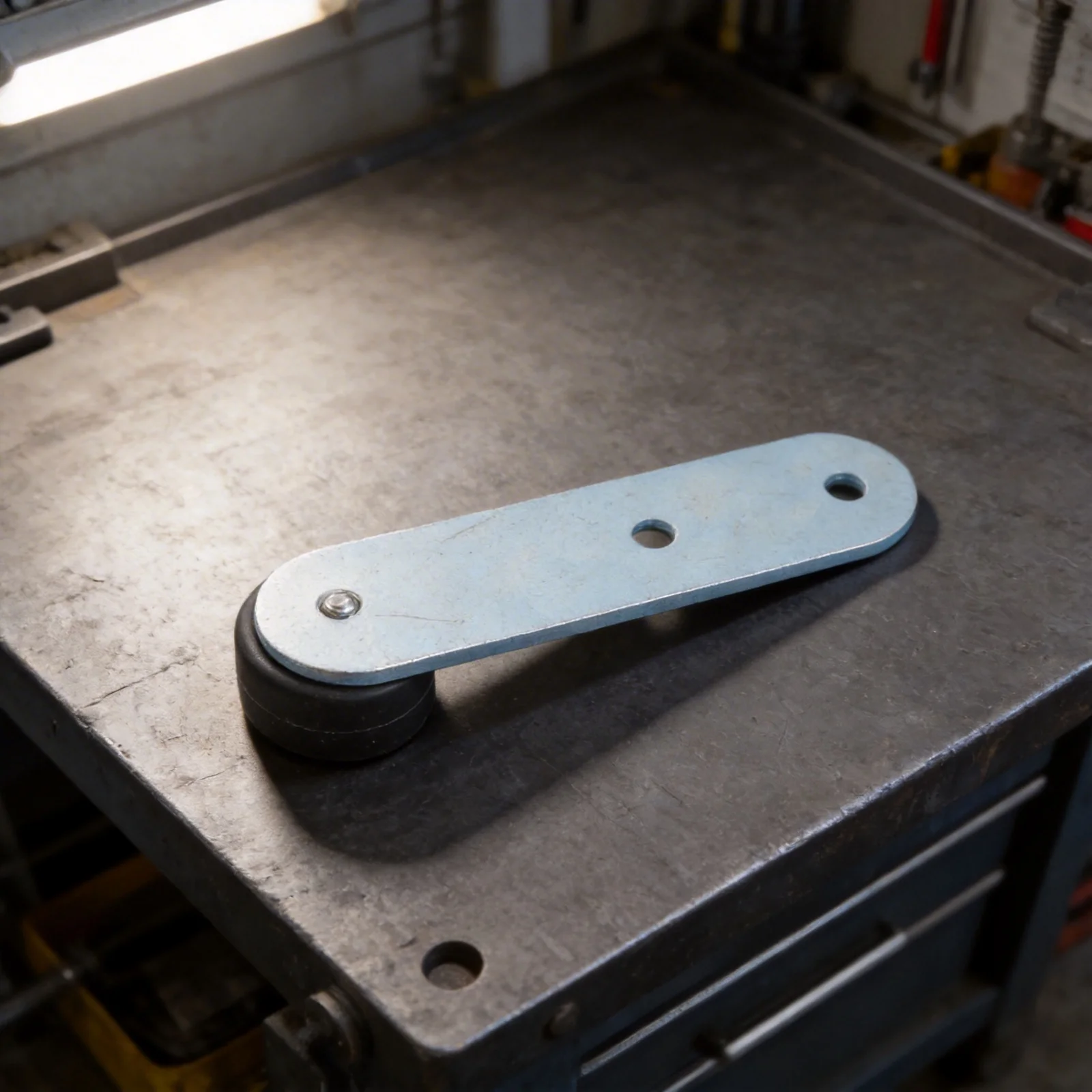 Wooden Door Directional Support Wheel with Galvanized Steel Body and Soft Elastic Rubber Contact for Floor Protection