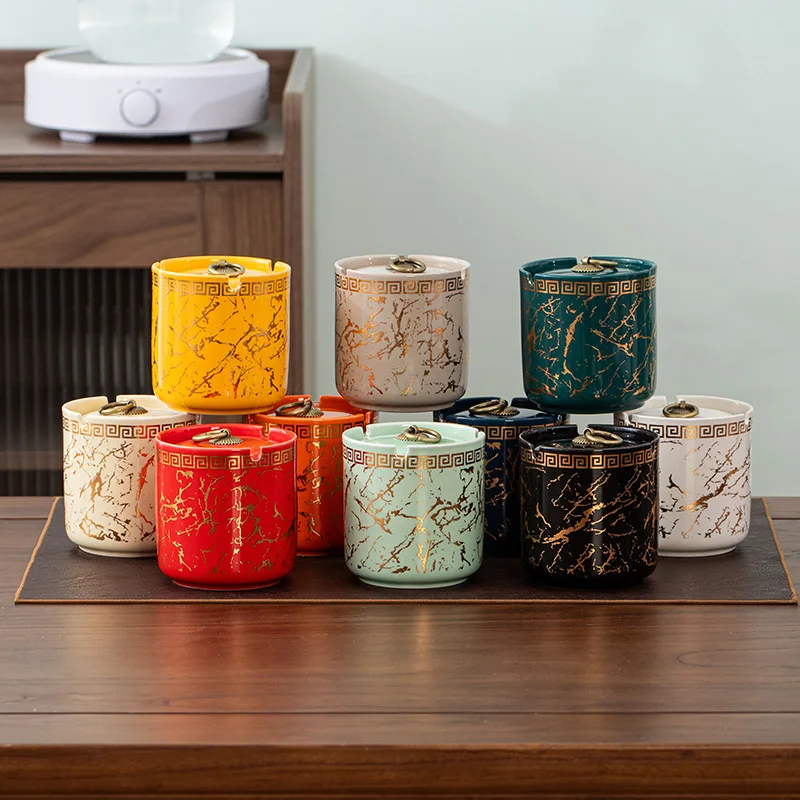 

Керамическая мраморная пепельница с крышкой, творческая личность, офисная мода, пепельница для гостиной, пепельница из мух, украшение дома