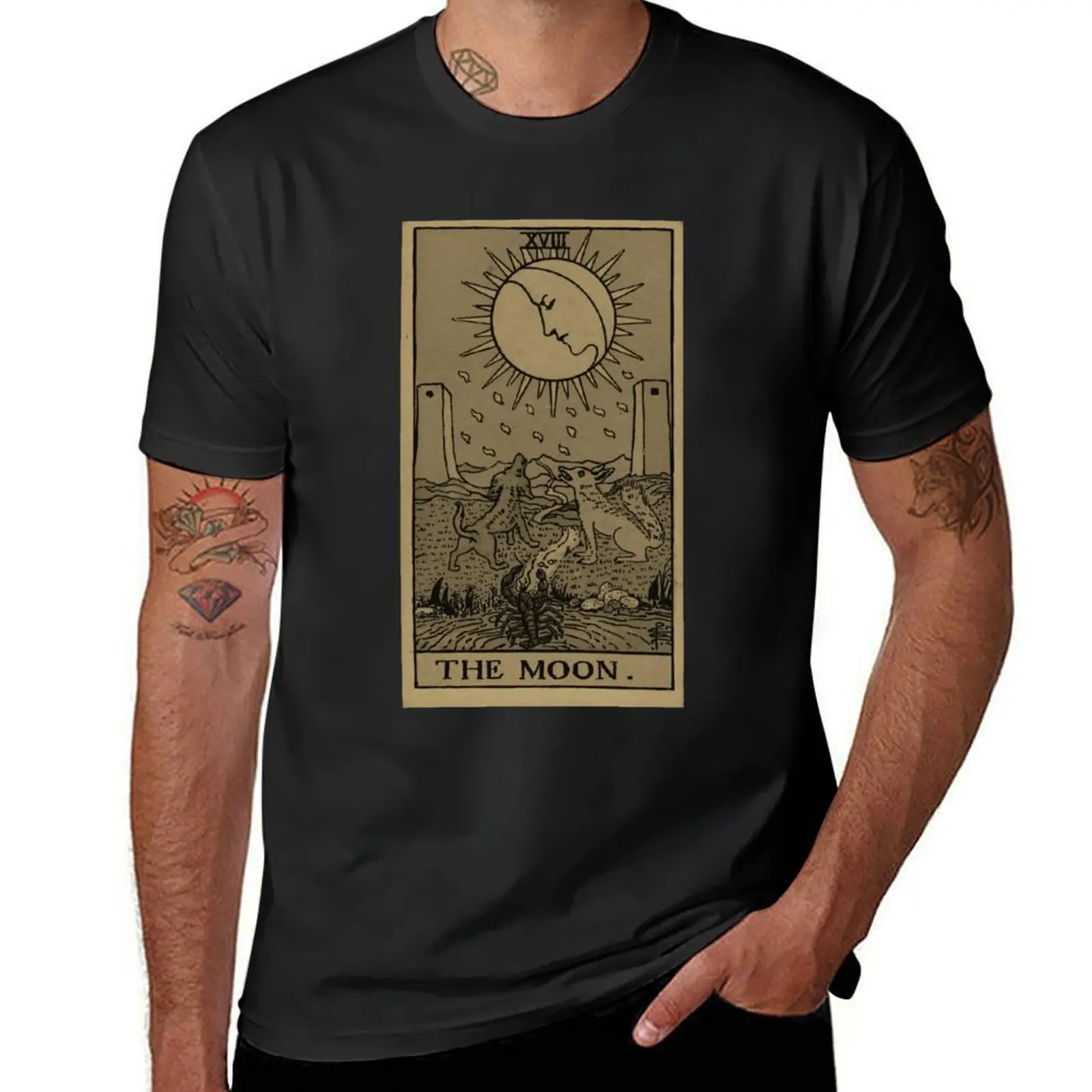 The Moon Tarot Card T-Shirt sweat plain mens funny t shirts