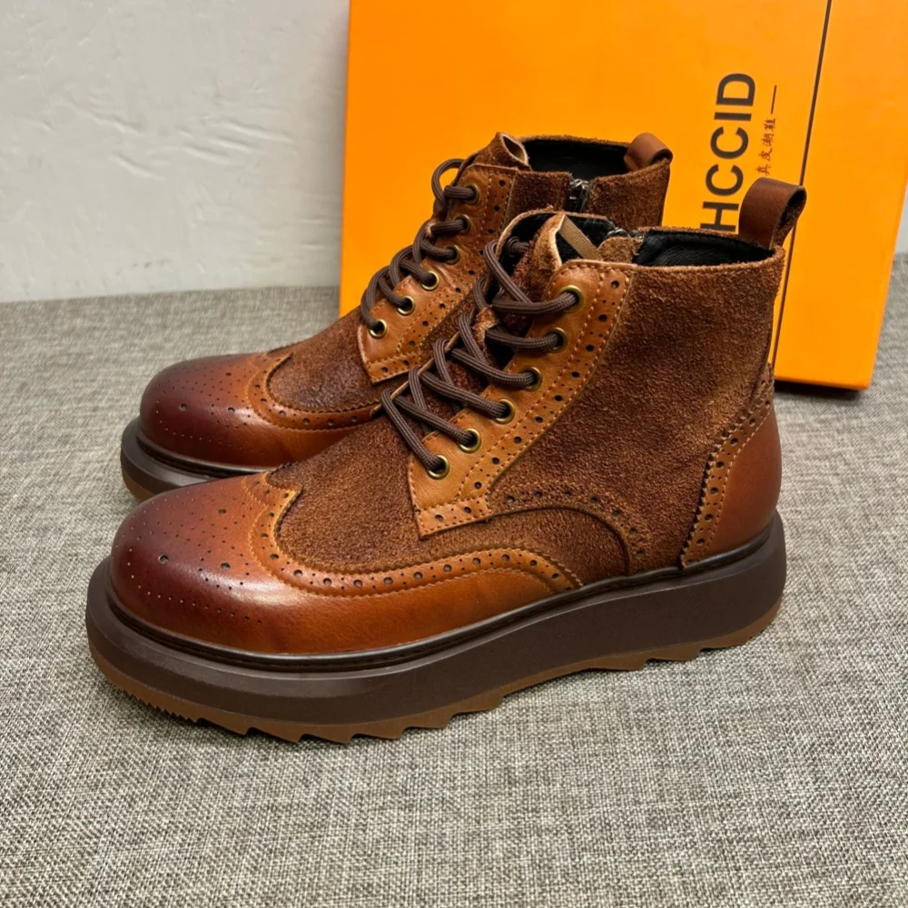 

Chelsea boots for men, new style, genuine leather casual shoes, trendy and retro high-top shoes for men, men's short boots.