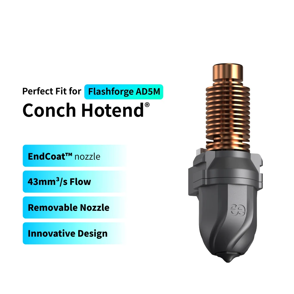 

Phaetus AD5M Hotend Conch EndCoat™ Nozzle High Quality with Detachable Nozzle 0.4 0.6mm For Flashforge Adventurer 5M 5M Pro