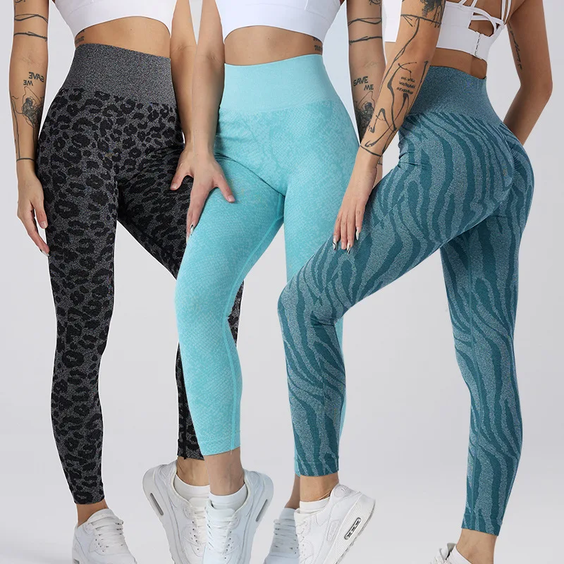 

New Leopard Yoga Pants Sport Leggings Women Seamless High Waist Push Up Woman Tights Fitness Peach Buttocks Workout Gym Clothing