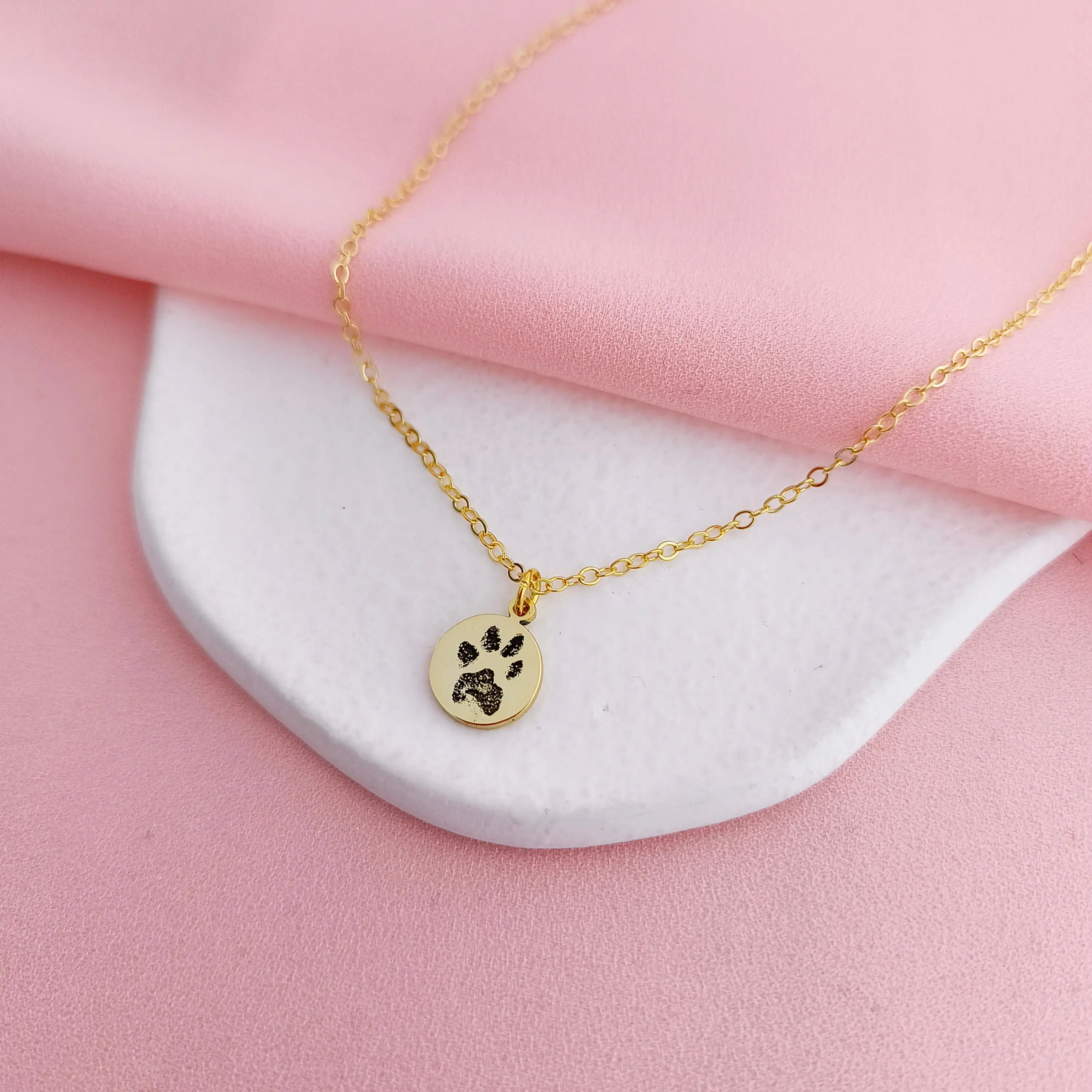 925 Sterling Silver Custom Pet Paw Print Necklaces Pet Memorial Gifts Actual Print Necklace Pet Jewelry Gifts for Pet Lovers