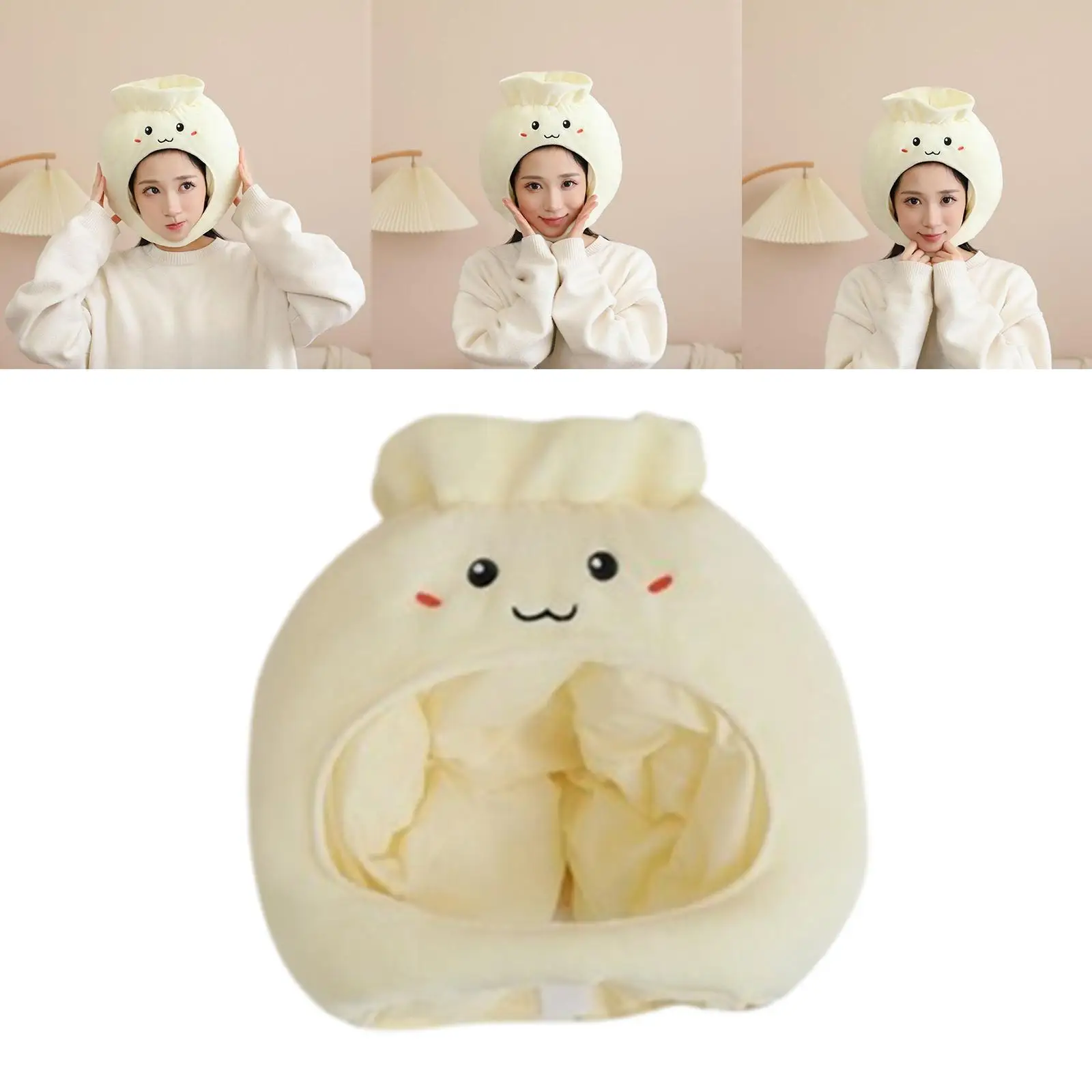 

Cute Shaomai Plush Hat Headwrap Head Cover Cartoon Cap Cosplay Accessories
