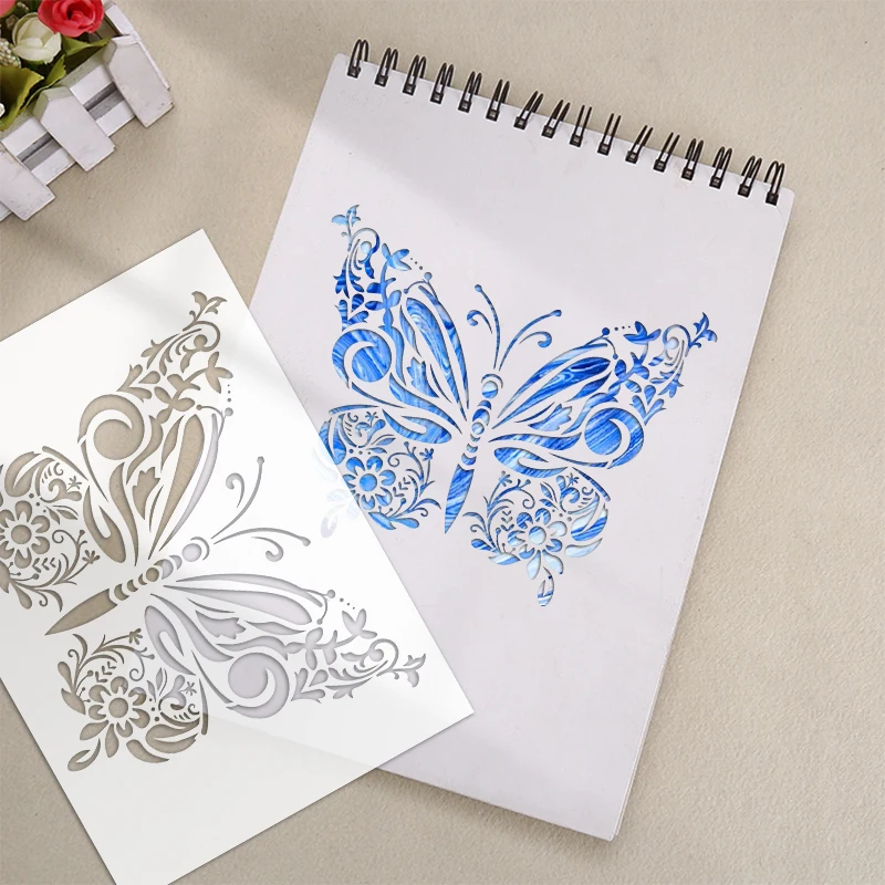 

YOMDID 1 шт. бабочки цветы DIY граффити шаблон аэрографа многоразовый узор бабочки живопись выдалбливают декоративный трафарет