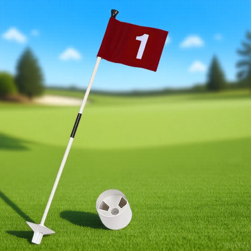 

1Set Golfing Number Flag Kit High Grade Portable Golf Flagpole and Flag Set for Putting Green Practice Training Court