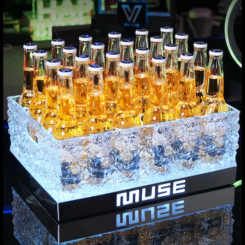

Bar Party LED Illuminated Ice Bucket Base High Value KTV Night Time Portable Spleen Wine Basket Acrylic Champagne Bucket